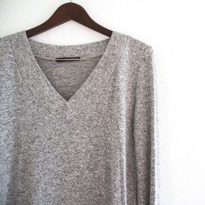 Harlowe & Graham V-Neck Knit Sweater, Heather Gray